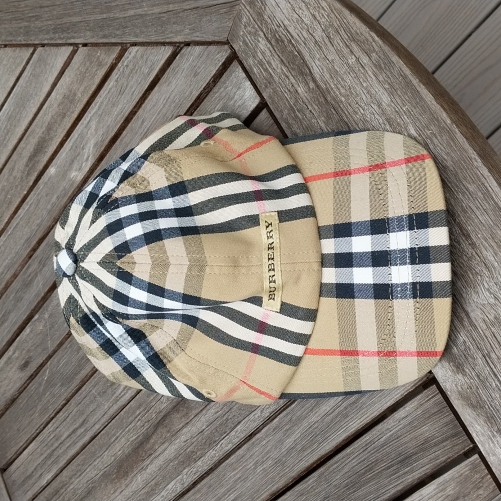 BURBERRY VINTAGE CHECK COTTON BASEBALL CAP HAT